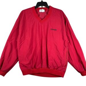 VINTAGE 90s Izod Golf Pullover Men's Small Windbreaker Red Nylon V-Neck